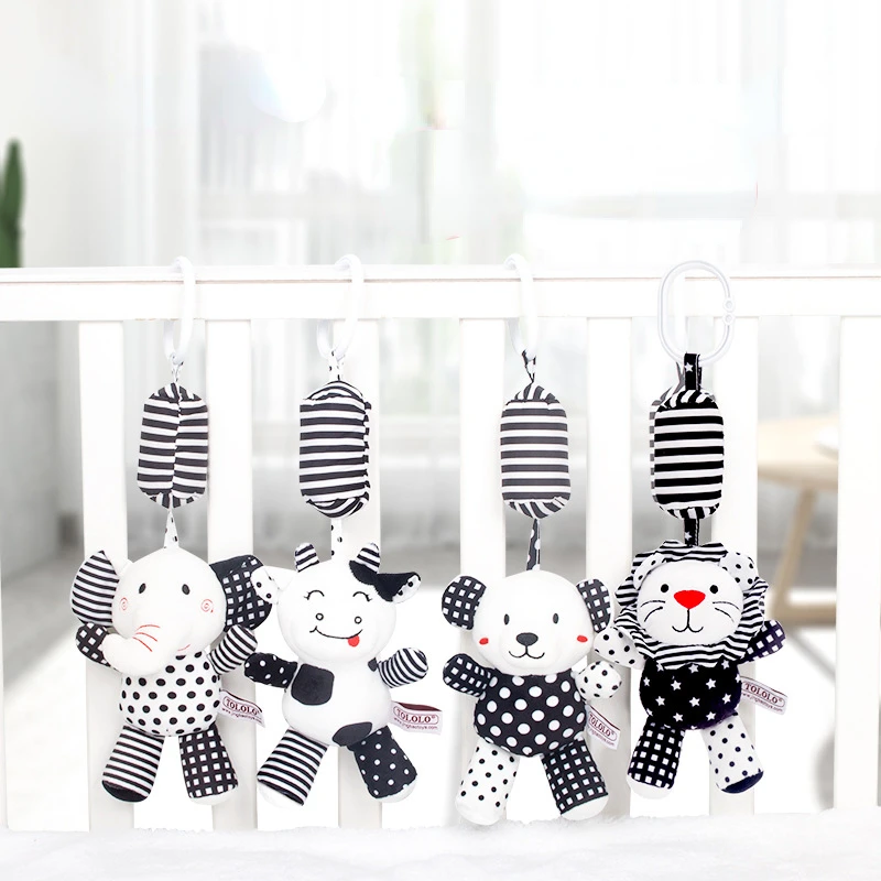 

Infant Mobile Hanging Toys for Kids Baby Black and White Rattle Bed Bell Newborn Mobiles Car Hanging Plush Soothing Baby Toys