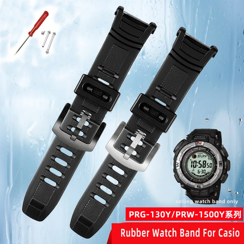 Silicone Watchband For Casio 3206 3135 PRG-130Y PRW-1500 PRW-1500Y Special Strap PROTREK Men Sports Rubber Watch Band Bracelet