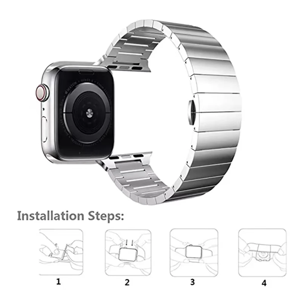 Metal Bracelet for Apple Watch Ultra 8 7 6 5 4 3 SE Stainless Steel Wristband for iWatch 49mm 45mm 44mm 42mm 41mm 40mm 38mm Band