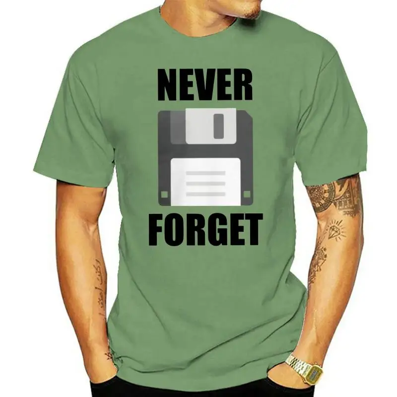 

Men T Shirt Never Forget Vintage Disc Programmer Code 1980s 80s 90s 1990s Retro Diskette PC Tees Clothing 100% Cotton T-shirt