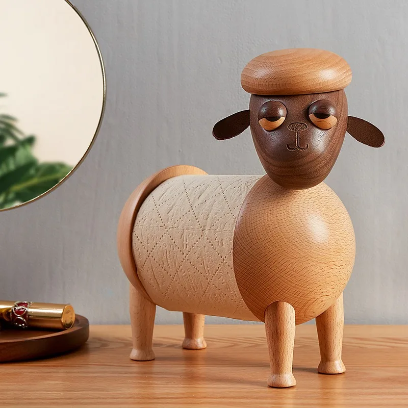 

Sheep baa baa tissue holder fun cartoon roll paper rack living room table animal ornaments table paper towel storage rack