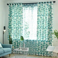american curtains for living room bedroom window tulle curtain ready made green blue leaf rustic vintage 02