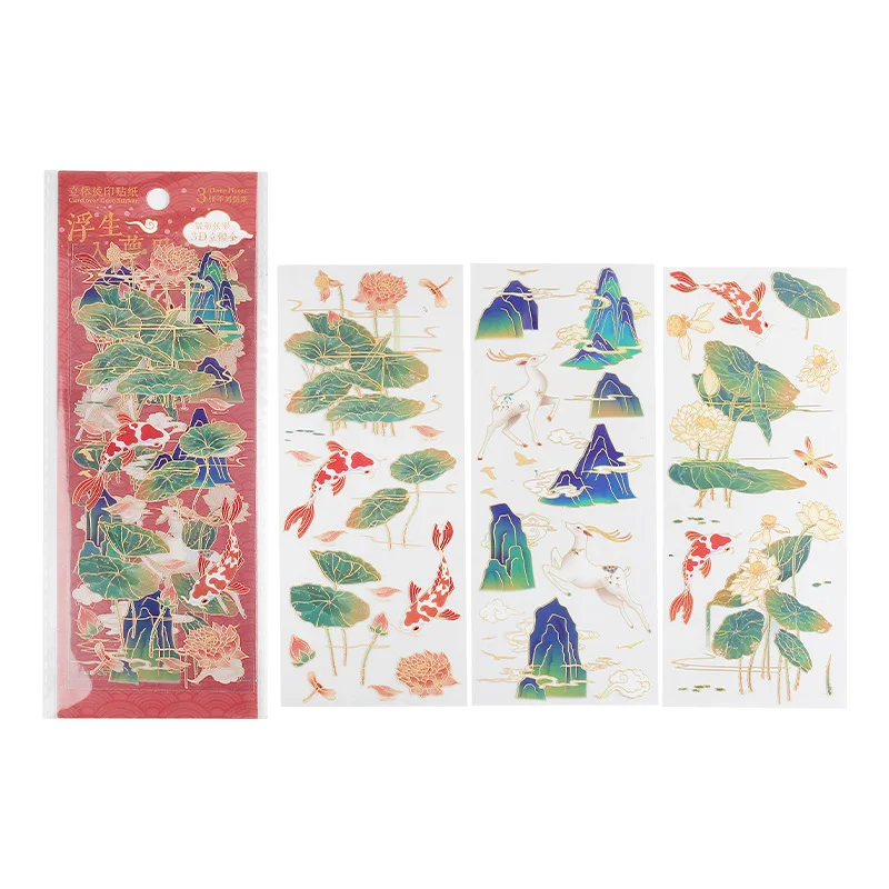 3 шт. наклейки-коллажи в китайском стиле