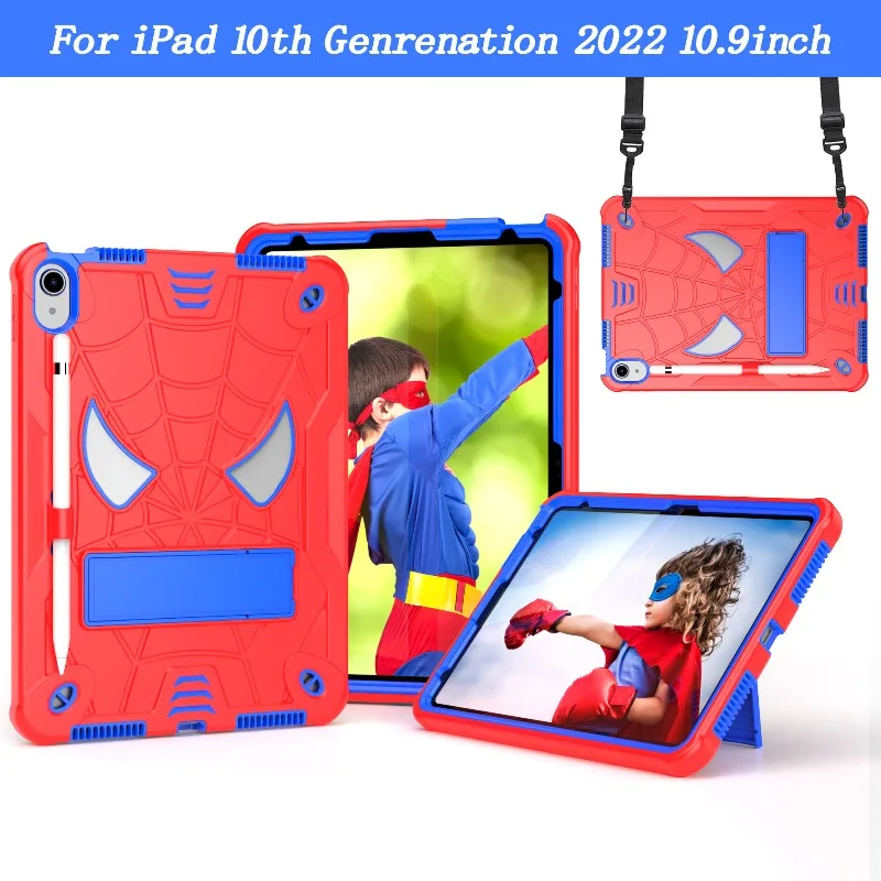 Фото Чехол для iPad (A16) 11th 10.9 Air 5 4 3 10.5 Pro 11 2018 Kids Cover iPad 10.2 7th 8th 9th Противоударный чехол-подставка + плечевой ремень №2
