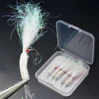 fly fishing hook colorful ice silk shrimp fishing lure feather shrimps hooks artificial lures bait 5 pieces set sale