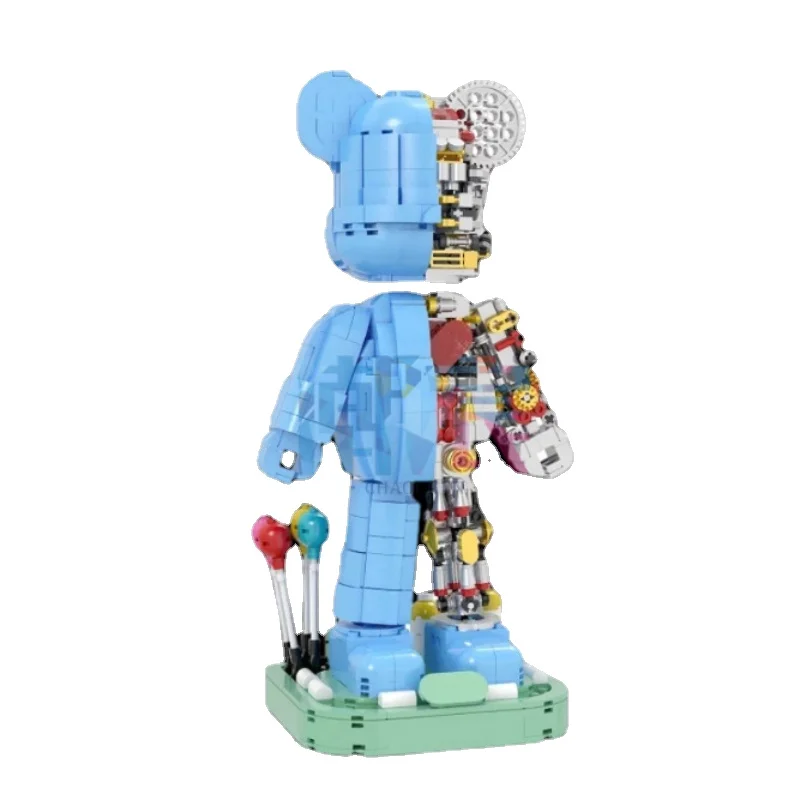 

Strange design violent bear tide play semi mechanical bear small particle building block desktop decoration decoration model