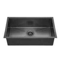 black custom size undermount single kitchen sink stainless steel basin