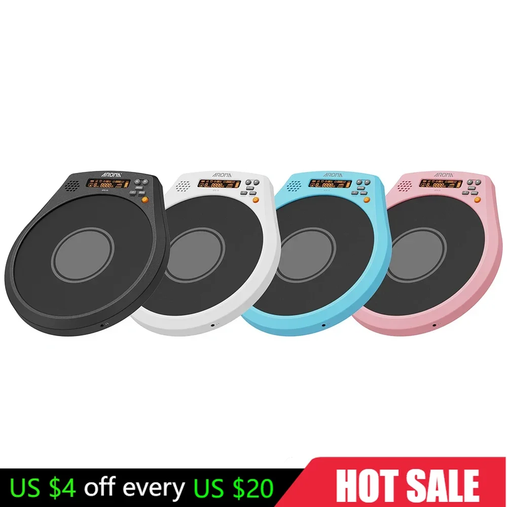 

AROMA 8 inch Rechargeable Multifunction Electronic Dumb Drum Pad with Speed Detection Digital Metronome Practice Drum Pads