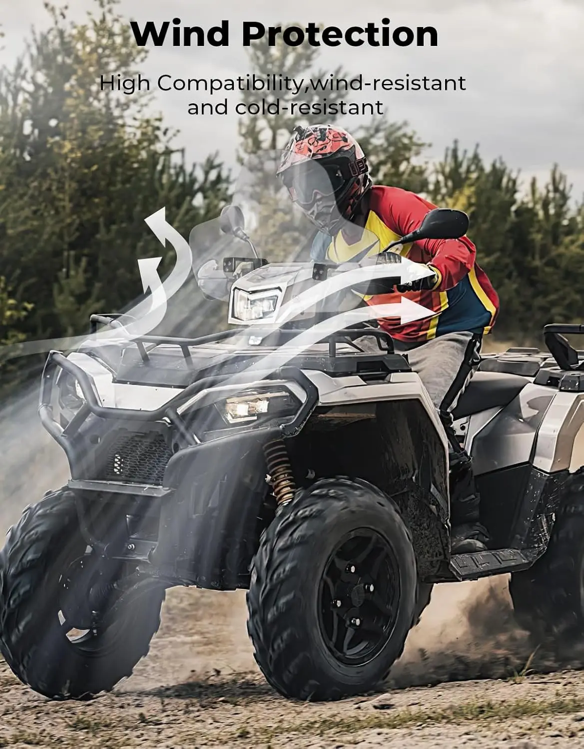 Переднее лобовое стекло KEMIMOTO ATV с алюминиевым кронштейном совместимое Polaris Sportsman