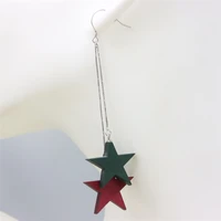 zfsilver 925 silver wooden double box chain star hook dangle earrings retro korean jewelry for women accessories wedding party