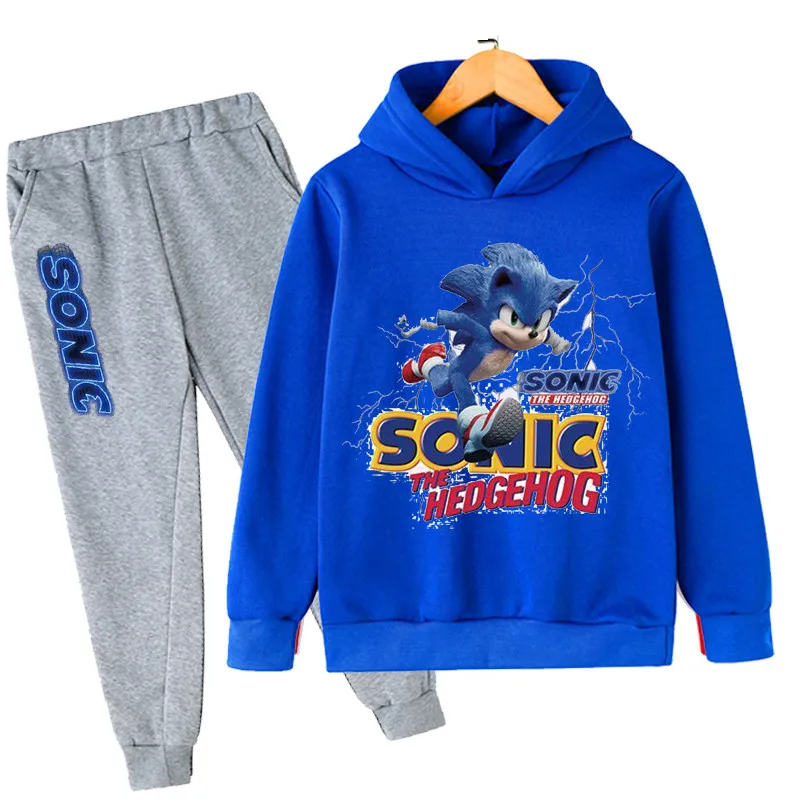 

2022 Autumn Cotton Long Sleeves Hoodies Clothes Tops + Pants Baby Toddler Boy Clothing Sets Children Boys Sonic Outfits Suits