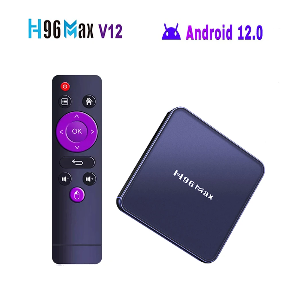 Приставка Смарт-ТВ H96 MAX V12 Android 12 RK3318 2 4G и телефон Wi-Fi 4 Гб 32 ГБ 64 4K ТВ-ресивер