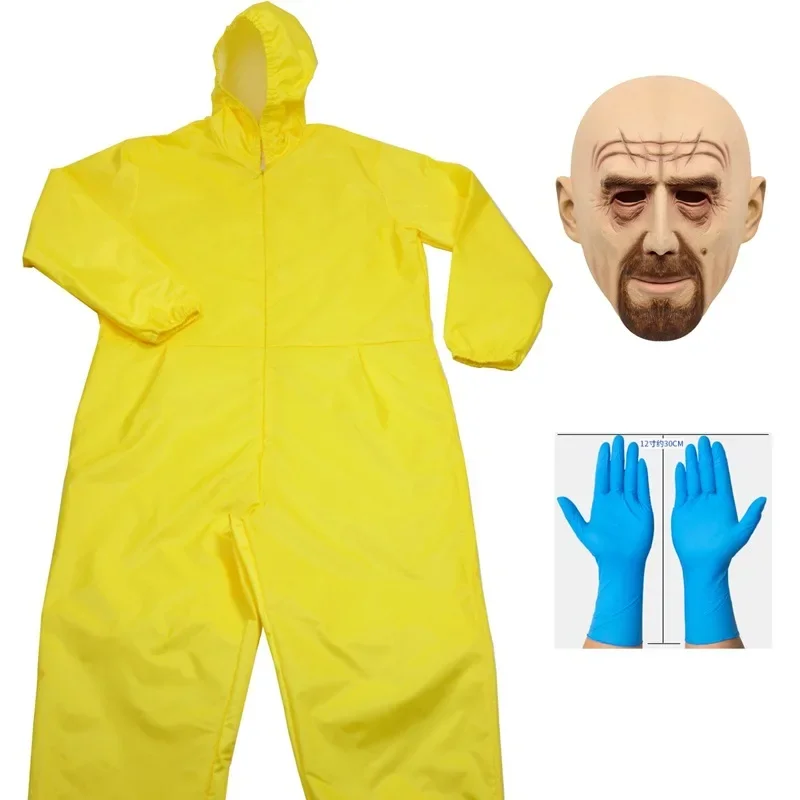 Breaking Bad Diy Walter Косплей Костюм Белый Токсичный Мужской Хэллоуин Желтый Комбинезон