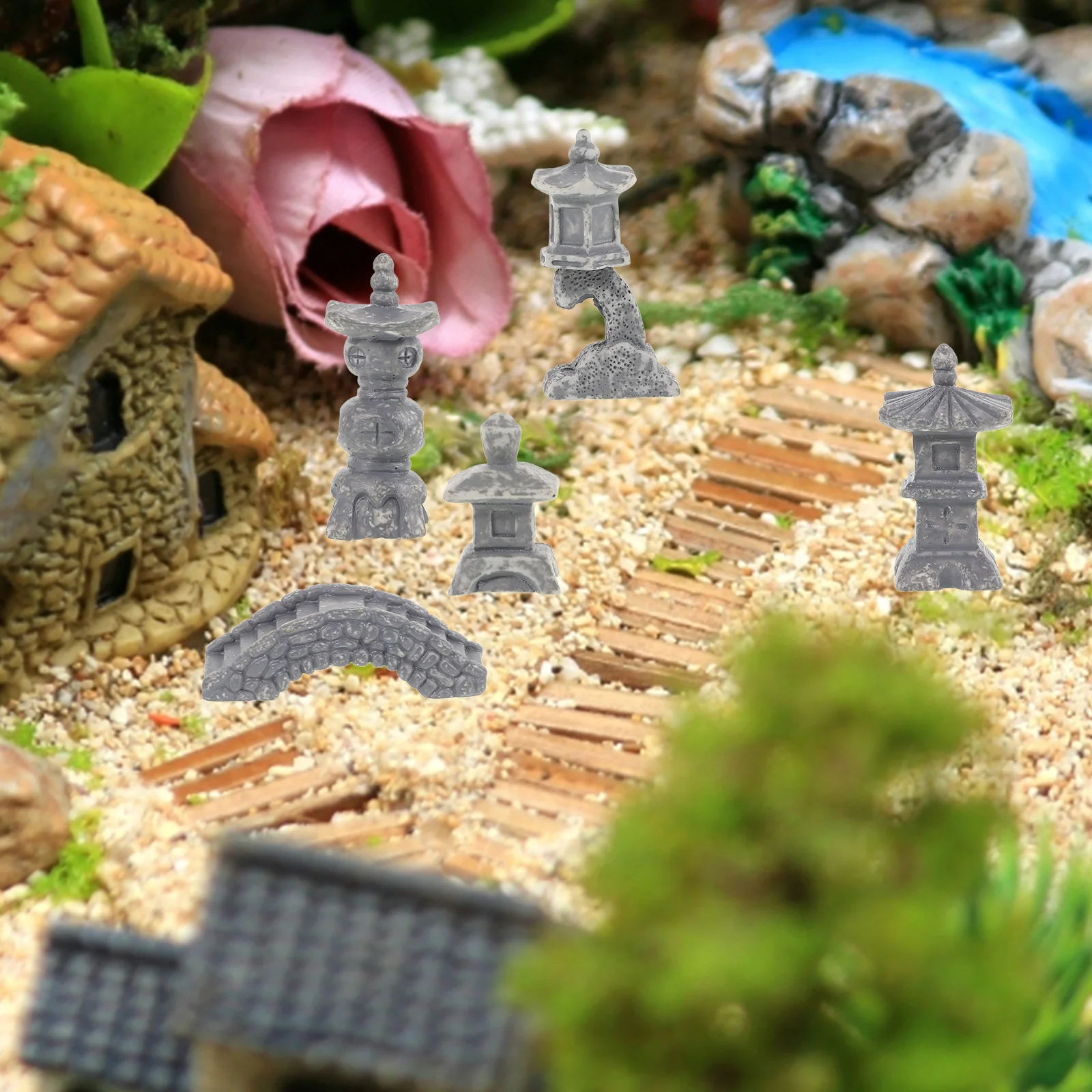 Рокарий украшения ретро декор бонсай пагода стекло дзен сад смола домашняя