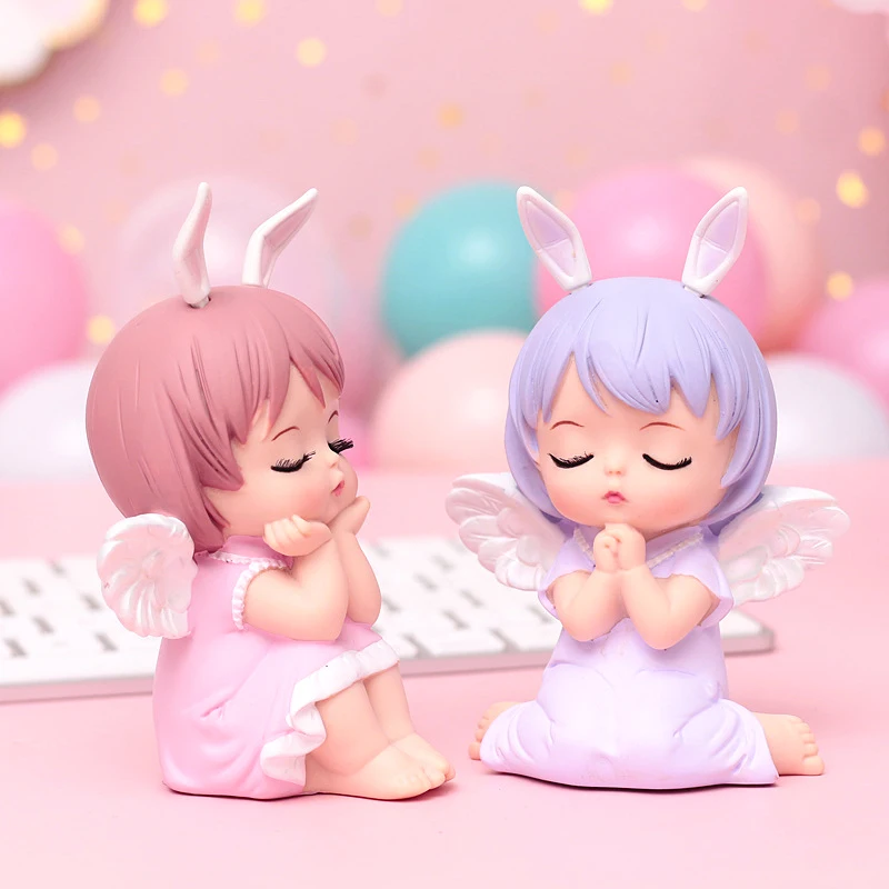 

Cartoon Angel Decoration Crafts Gift Fairy Baby Miniatures Cake Topper Ornaments Birthday Party Decor Desktop Statue Table Decor