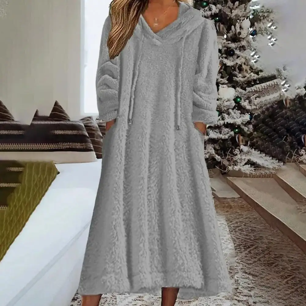 

Фланелевое удобное Фланелевое платье с капюшоном Стильная женская мода на осень/зиму с мягкой теплой элегантная одежда для повседневной носки для женщин