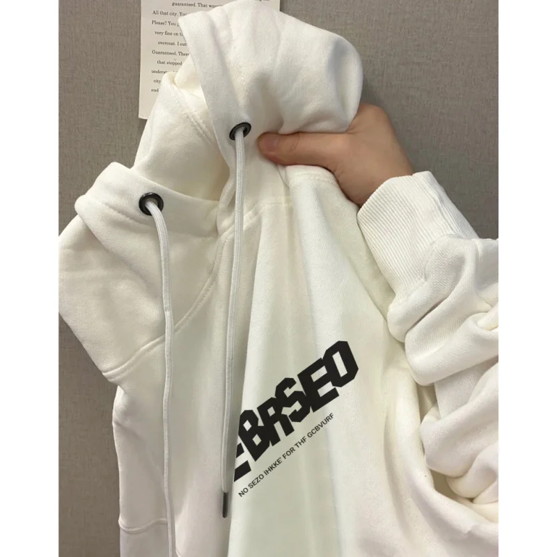 

Осенняя Женская одежда, корейская мода, новый мешковатый однотонный белый пуловер, свитшот с длинными рукавами реглан и надписью, толстовка