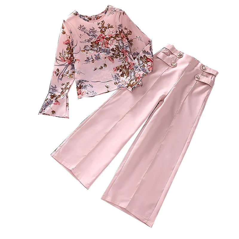 

Autumn Toddler Baby Girls Clothes Set Long sleeve loose Flower shirt Suit For Girl Fall Fashion Pants Trousers 2pcs Kids Outfits