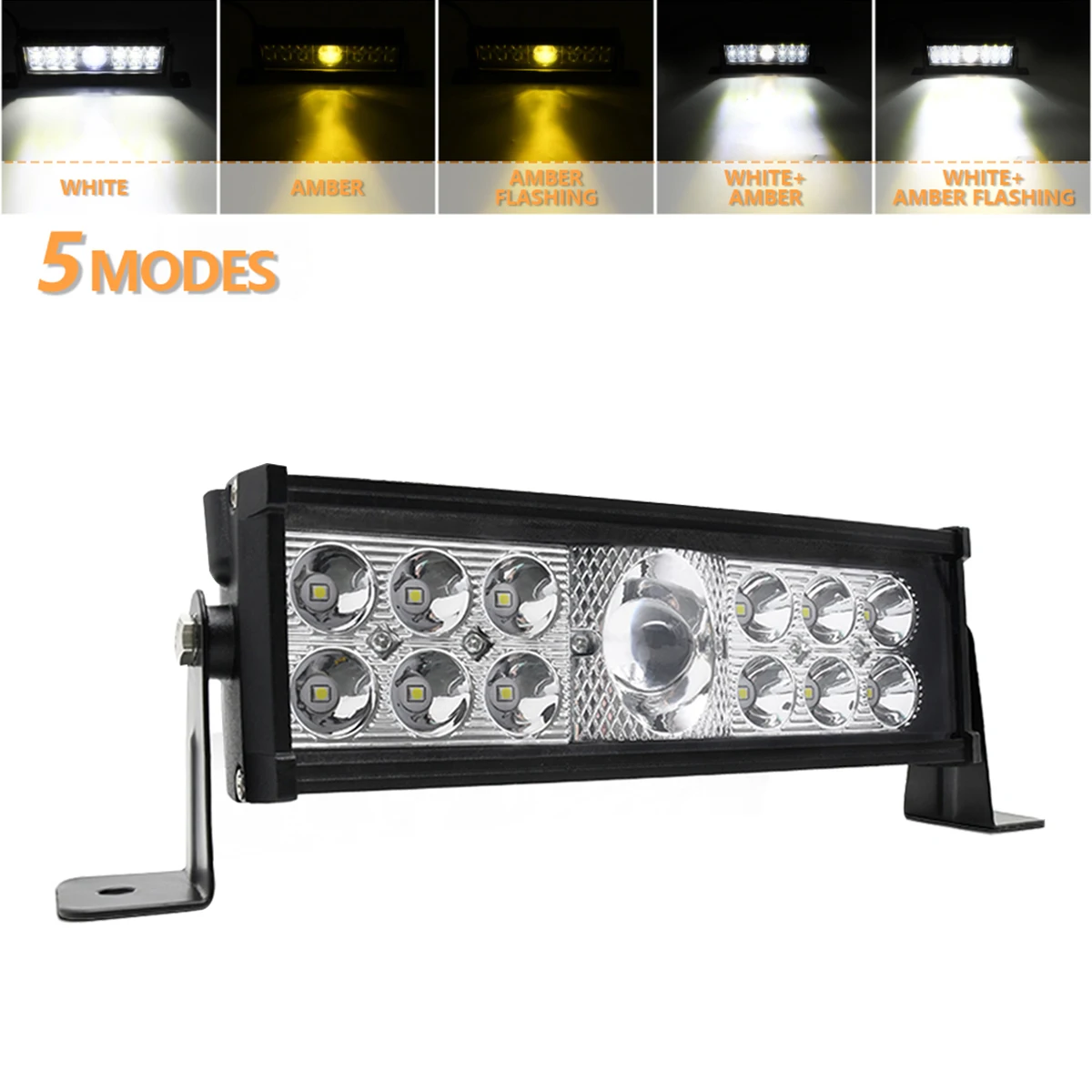

10 Inch 90W Amber White LED Light Bar 5 Modes Flood Spot Combo Strobe Light Amber Fog Dual Color Flashing Light Fit for Car