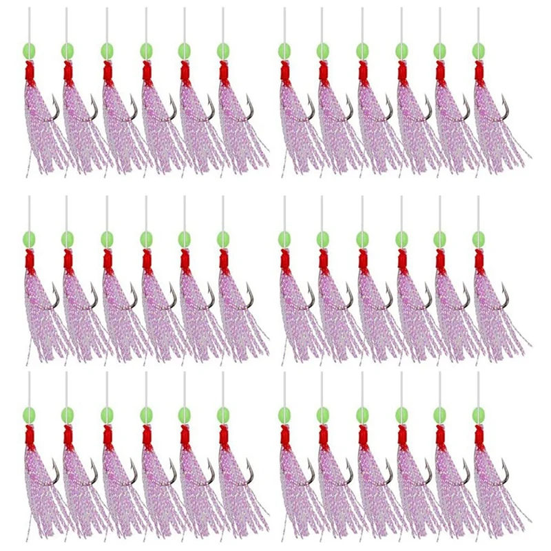 

6 Sets Of Colored Wire String Hooks High-Carbon Steel Fish Hooks Pre-Tied String Hooks (1 String Of 6 Baits)