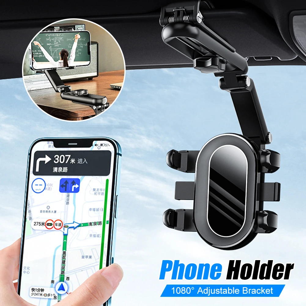 

Universal Car Sun Visor Phone Holder 1080 Degree Adjustable Phone Mount Stand Clip Mobile Phone Bracket Car Interior Accessories