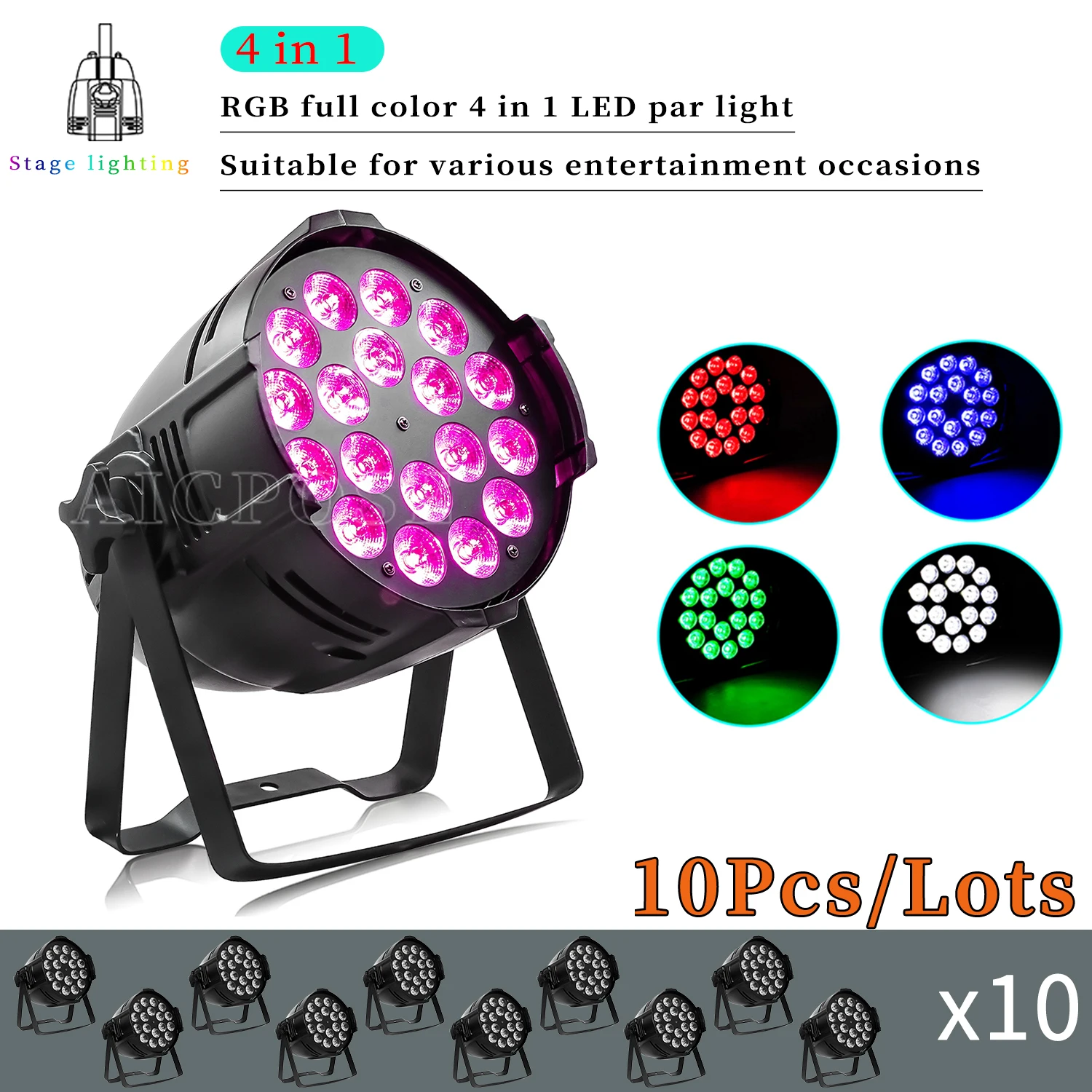 

10Pcs/Lots Aluminum Stage Light 18x12W RGBW 4in1 LED Par Light DMX Control Professional DJ Disco Equipment Lighting