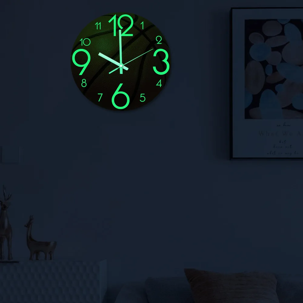 3D баскетбольные Светящиеся Настенные часы 3-мерный подарок бесшумный украшение