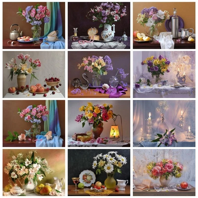 

CHENISTORY Acrylic Painting By Numbers Frame Markers By Numbers Flowers Vase Paint For Painting Painting Decor Gift For Adults