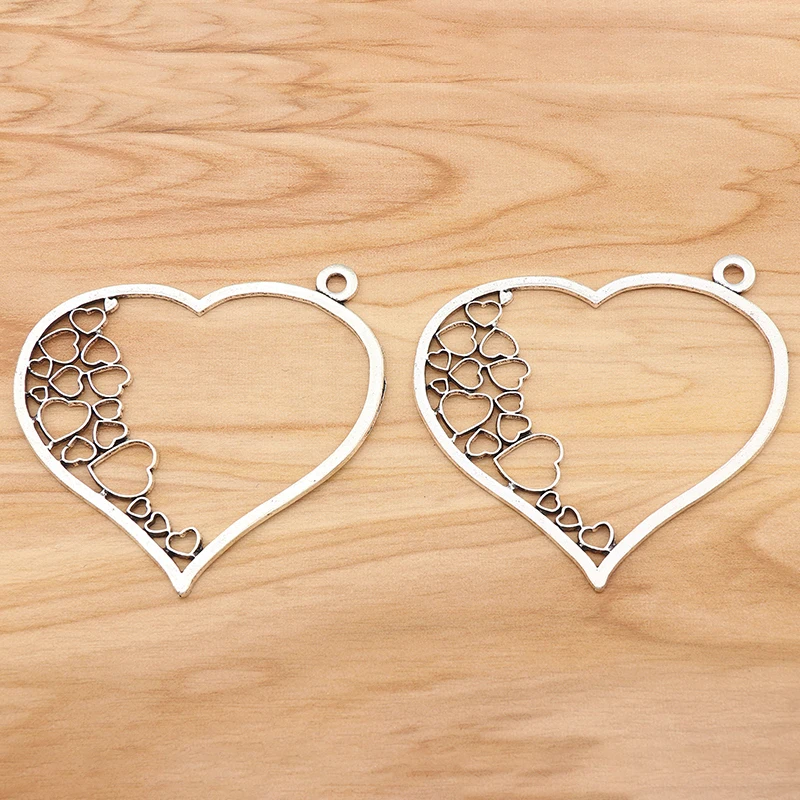 

3Pcs Tibetan Silver Large Hollow Open Heart Charms Pendants For DIY Necklace Jewelry Making Findings Accessories