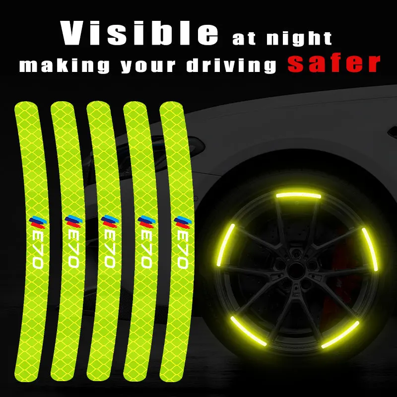 

20pcs/Set Car Wheel Hub Stickers For BMW X5 E70 Logo High Reflective Strips Motorcycle Auto Decals Decoration Accessories