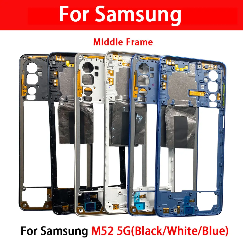 

5Pcs，Middle Frame For Samsung M52 5G Middle Frame Panel Housing Frame Board Rear Housing Bezel With Side Button Key Replacement