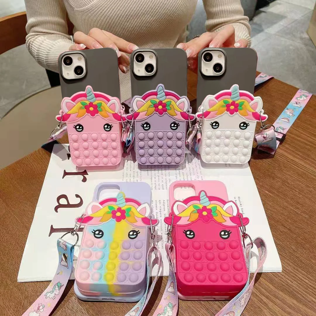 

Милый мультяшный чехол-кошелек с изображением лошади-пузыря для INFINIX Hot 11S 10T 10 Lite 9 Play Note 10 ITEL Vision S16, чехол-сумка для снятия стресса