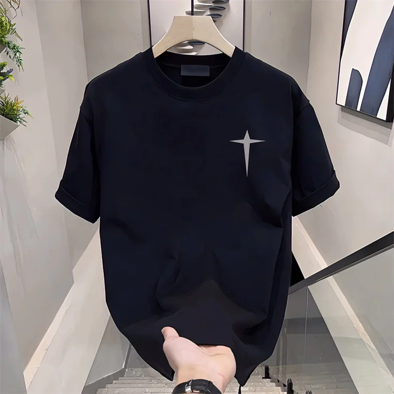 Высококачественная Модная Удобная футболка унисекс с четырехконечным принтом