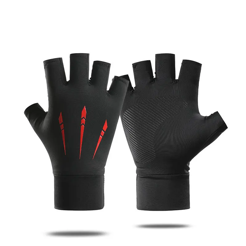 

Fishing Gloves Half Finger Anti-slip Breathable High Elastic Men Cycling Gloves Ice Silk Quick-release Fishing Gloves