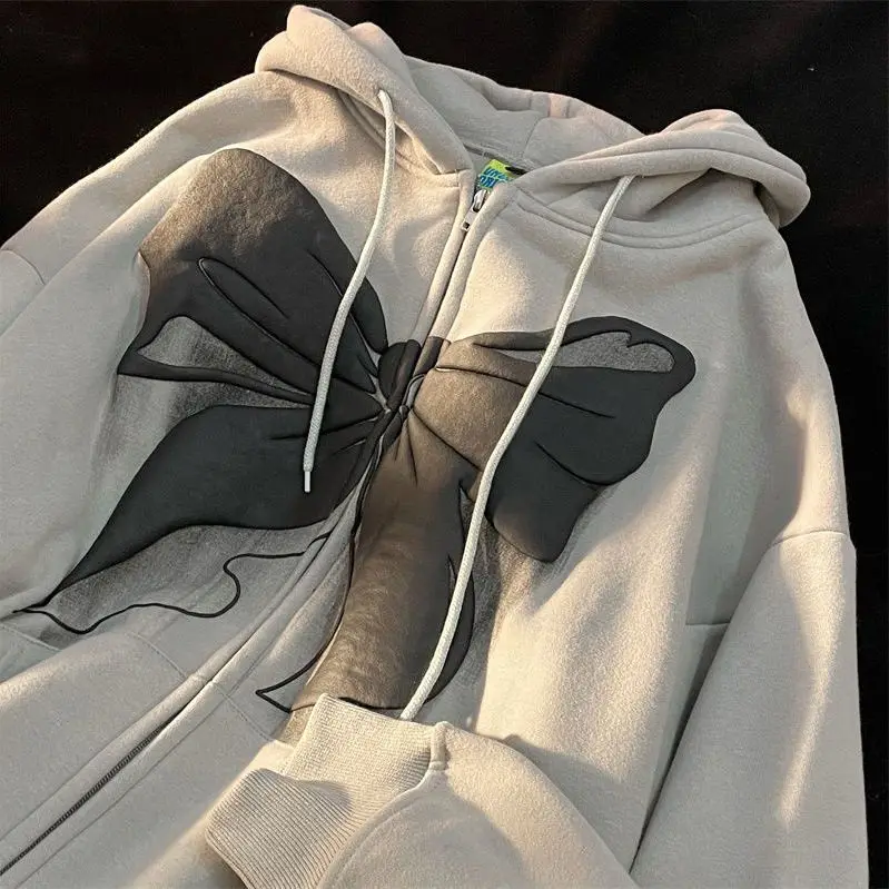 

Европейский и американский осенний Новый трендовый кардиган с капюшоном и бантом, свитер, Женская Студенческая Свободная куртка на молнии, ...