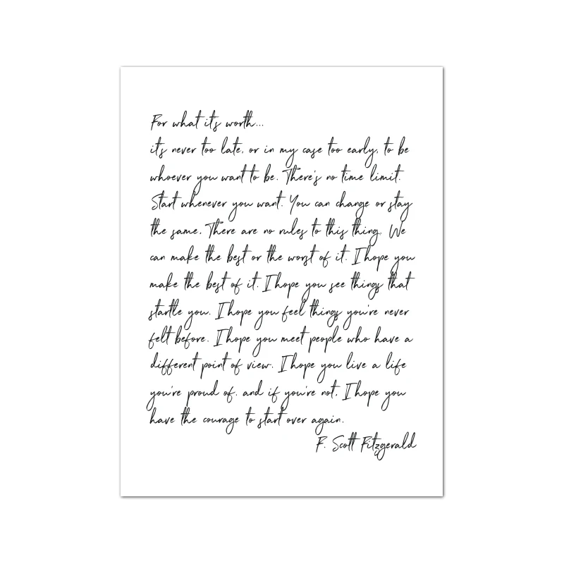 

Для What it's Worth Постер со стихами Скотта Фицджеральда