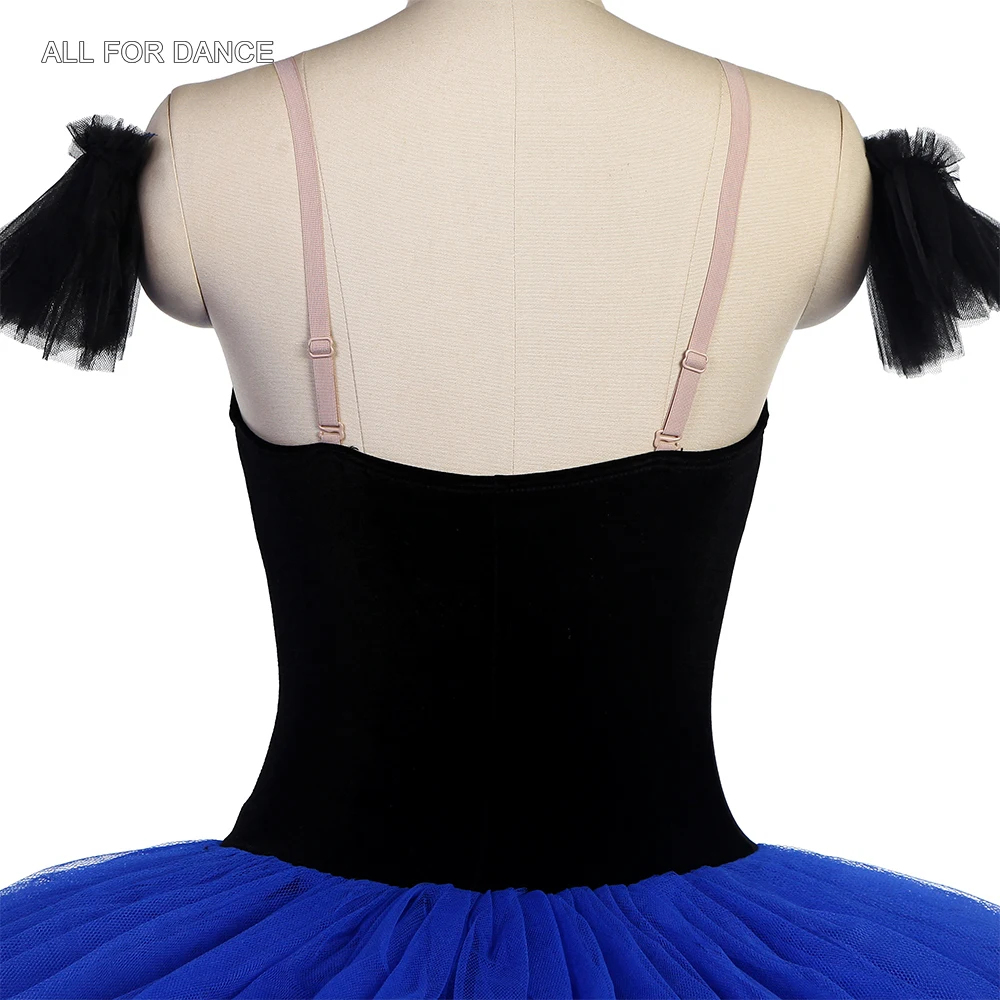 BLL093 Черный бархатный верхний лиф с синей блинной пачкой предпрофессиональные