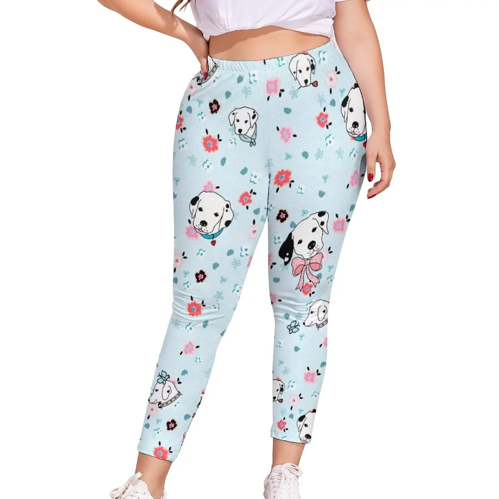 

Леггинсы женские эластичные с цветочным принтом, размеры 5XL