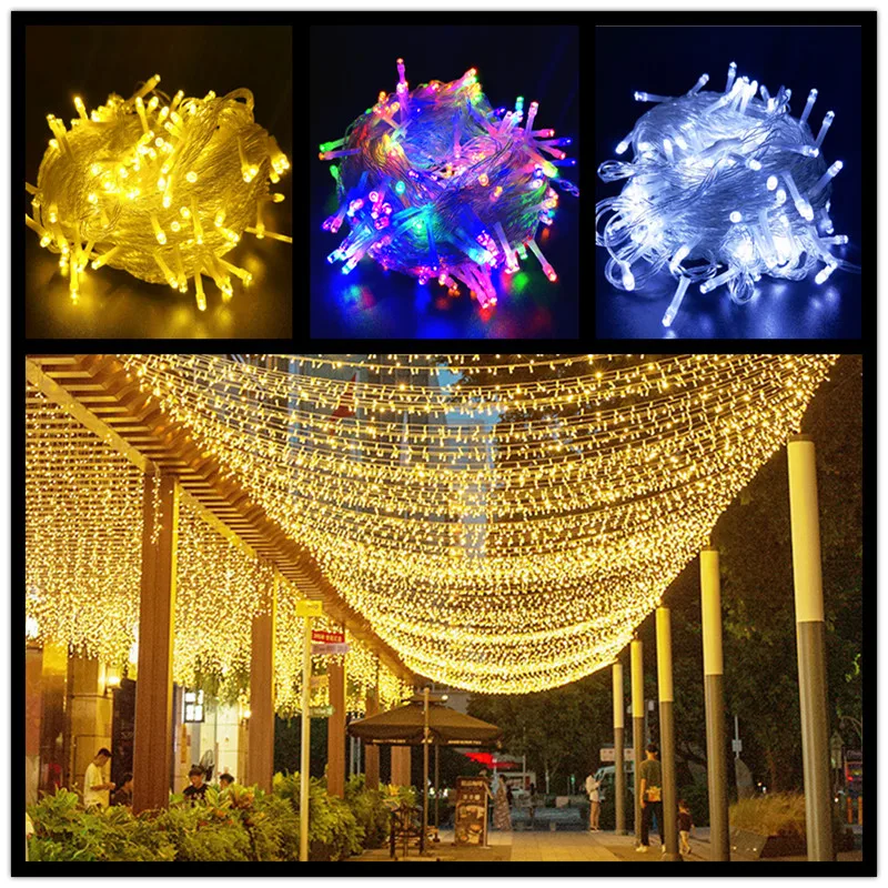 

LED Icicle String Lights Christmas Fairy Lights Garland Outdoor Home For Wedding/Party/Curtain/Garden Decoration 100m 50m 30m