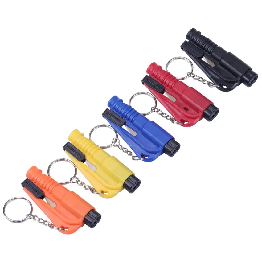 

1PC Car Safety Hammer Spring Type Escape Hammer Window Breaker Punch Seat Belt Cutter Hammer Key Chain Car Emergency Rescue Kit