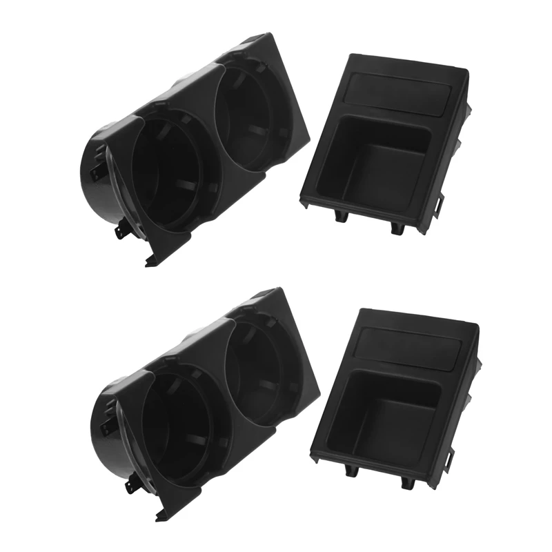 

2X Double Hole Car Front Center Console Cup Rack / Change Box For BMW E46:Black