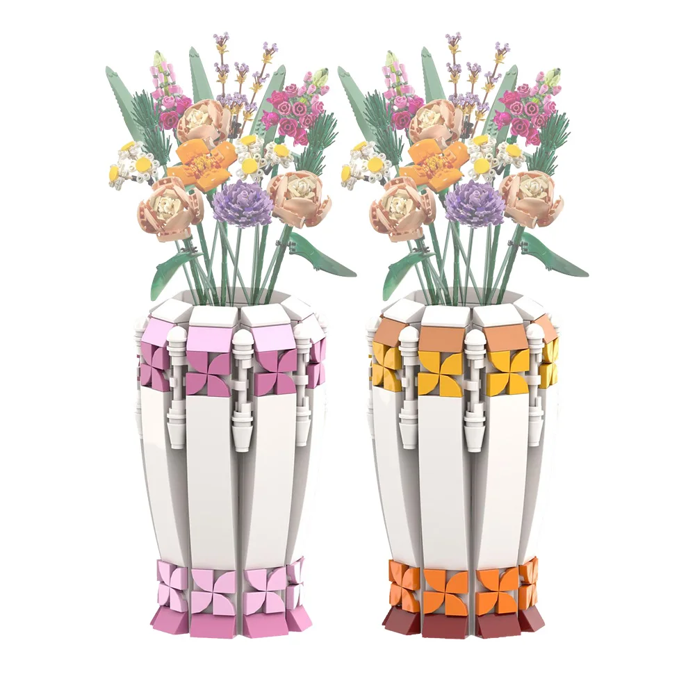 

Moc Flower Bouquet Vase Building Blocks Home Decor Girls Art Compatible Diy Vase Bricks Gift for Girl Birthday Gifts