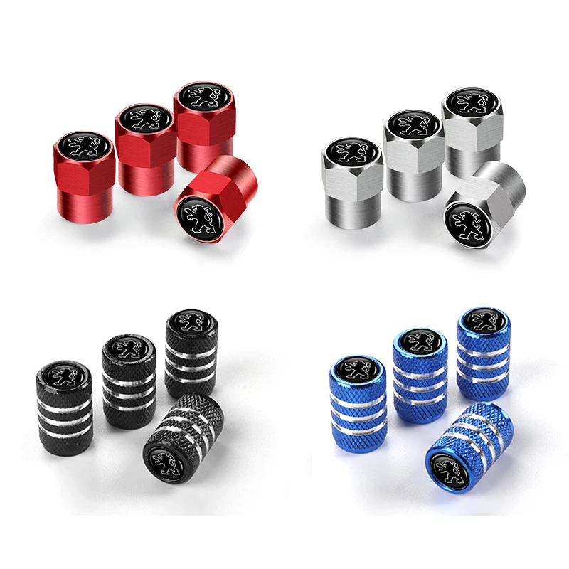 

4Pcs Valve Car Wheel Tire Valve Caps For Peugeot 206 307 308 3008 207 208 407 508 2008 5008 107 106 205 4008 301 607 108 807