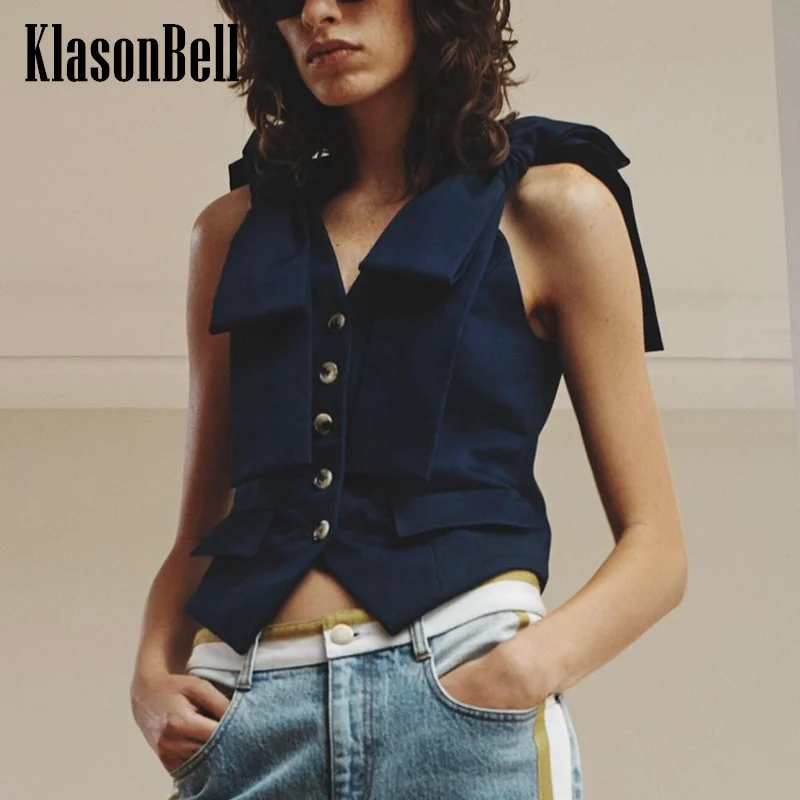 11 26 KlasonBell модный темпераментный шерстяной шелковый жилет с двойным плечом и