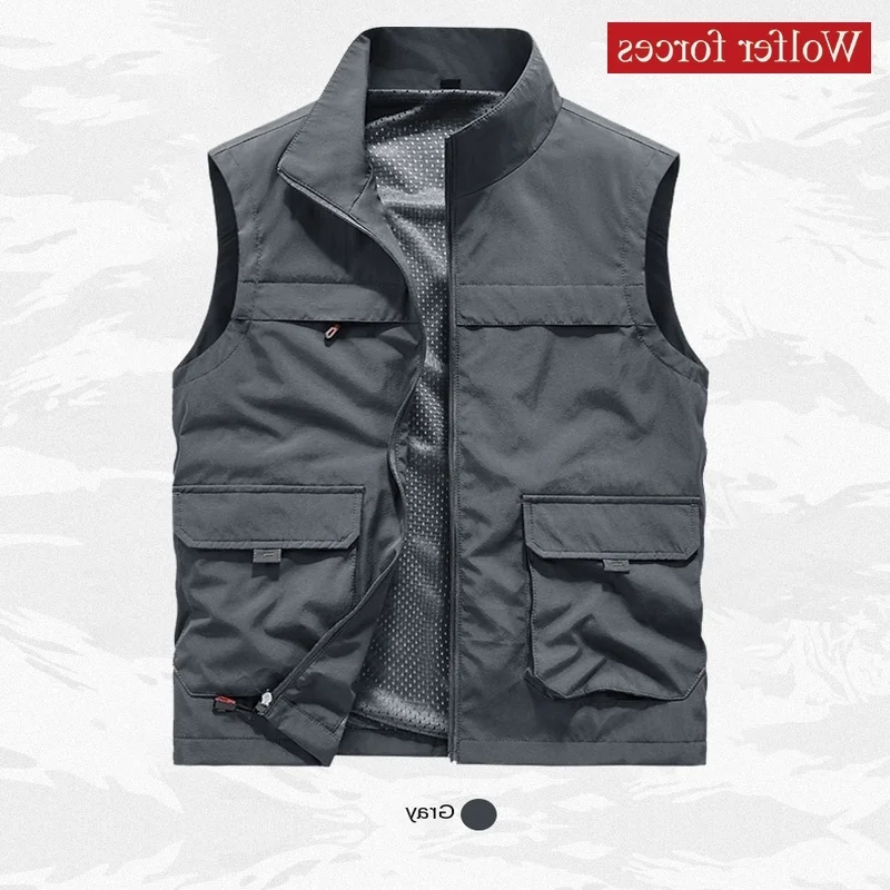 

Sweatshirts Trekking Fishing Wear Outdoor Padded Vest Waterproof Tactical Bigsize Custom Tools Pocket Mesh Casual Elegant