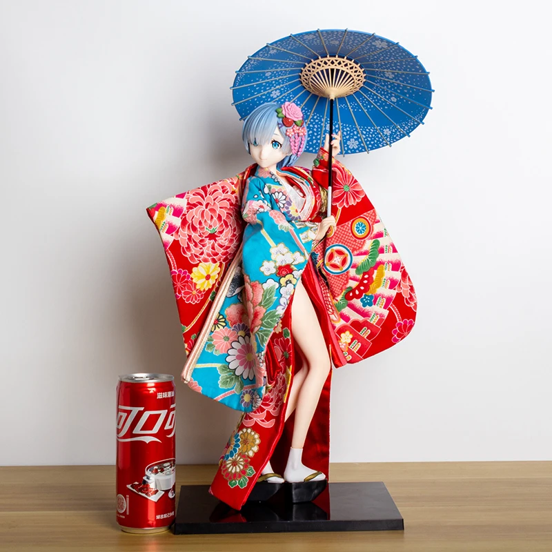 

51 см Re: Life in Different World, фигурка кимоно с зонтиком Rem, экшн-фигурки, ПВХ модель игрушки (реальная съемная ткань)