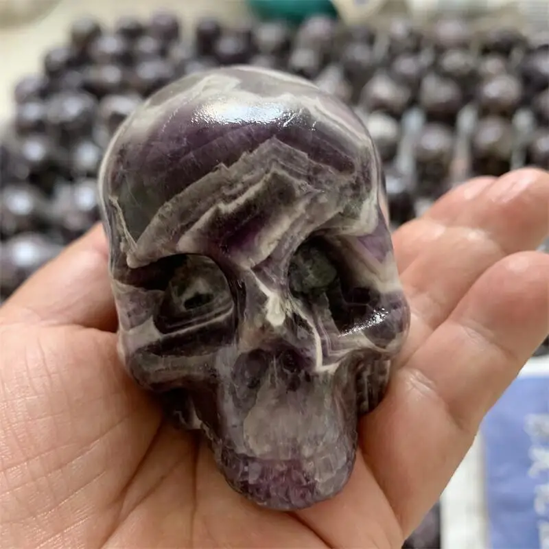 

Natural Dream Amethyst Skulls Carved Healing Crystal Reiki Craft Statues Spiritual Wicca Gift Home Decoration 1pcs