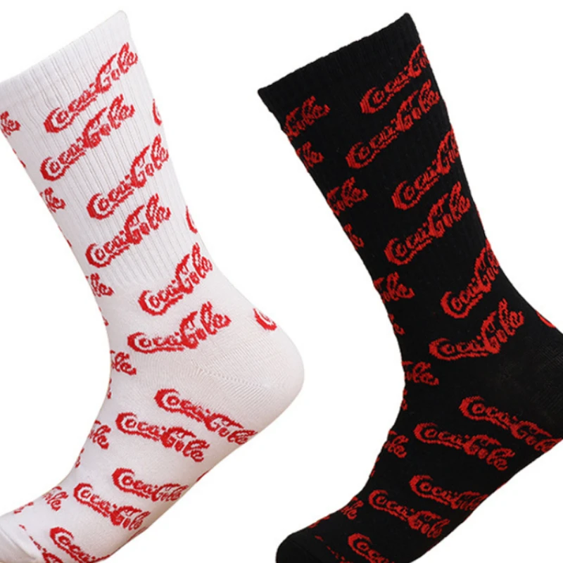 Spring summer women's cotton socks mid-waist fashion Letter socks Japanese cute cartoon White women's socks Harajuku college