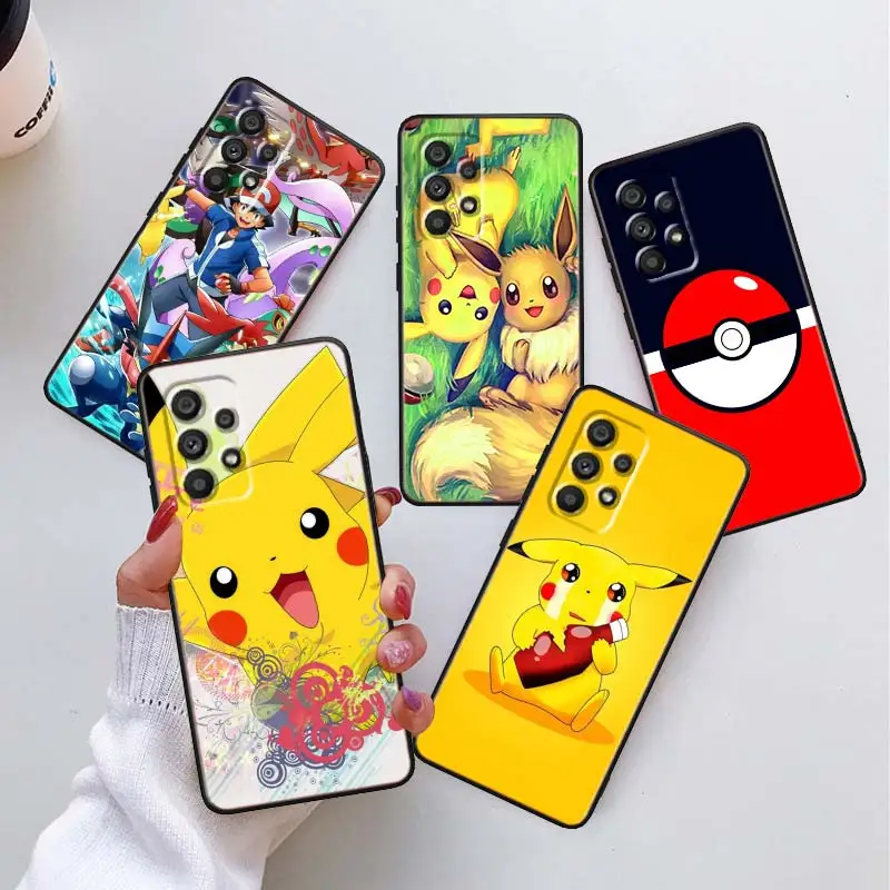 

Pokemon Pikachu Cartoon Phone Case For Samsung A73 A72 A71 A53 A52 A51 A42 A34 A33 A32 A23 A22 A21 A13 A04 A03 5G Black