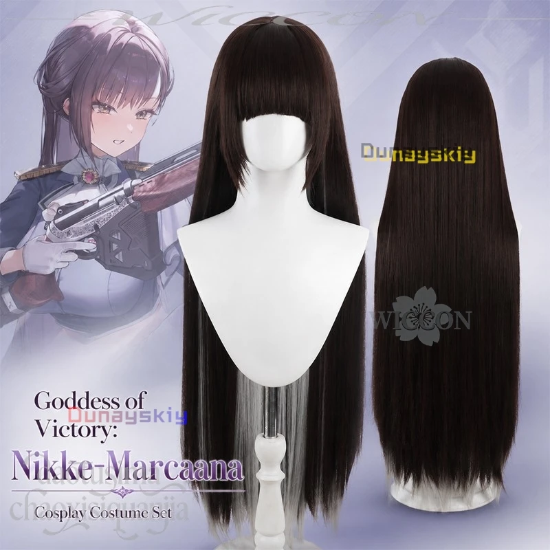 Фото Косплей по игре Goddessss Anime Game Victoryry, длинные прямые коричневые волосы, модный серый внутренний цвет, синтетические волосы, для Хэллоуина и вечеринок. №2